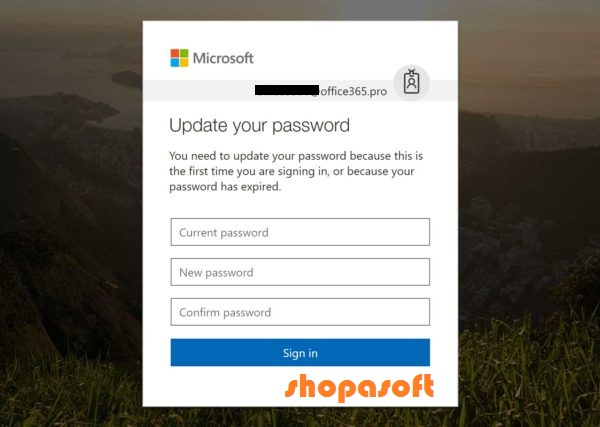 Office 365 change password - shopasoft 